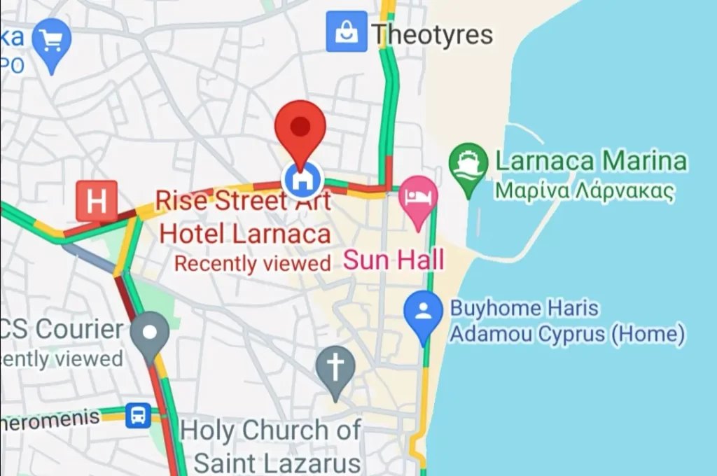 Map location of Rise Street Art Hotel in Larnaca