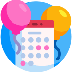 Calendar with Balloons Symbol
