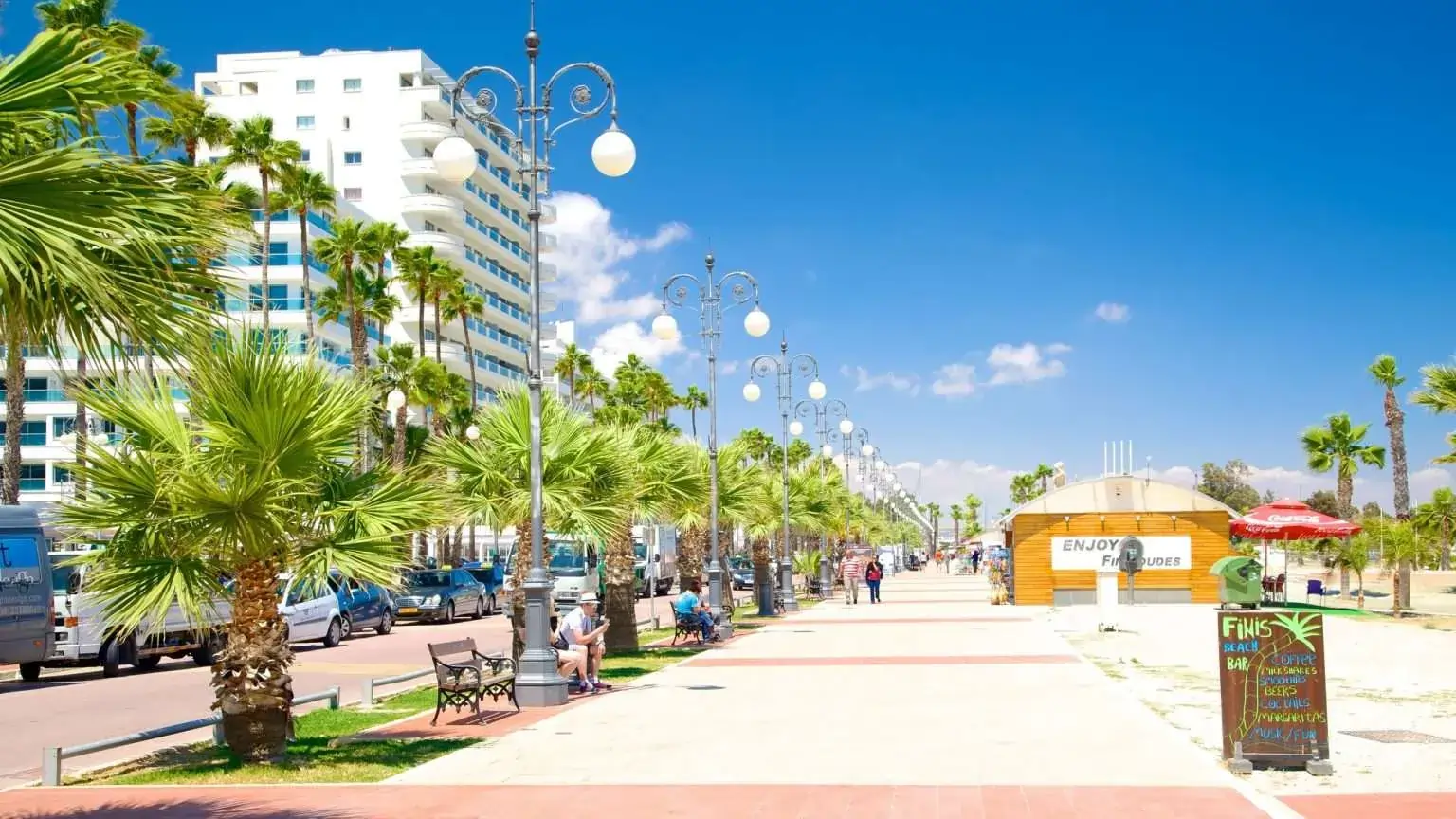 Finikoudes Beach promenade in Larnaca