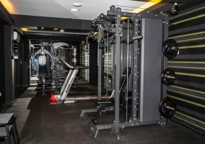 Gym equipment at hotel