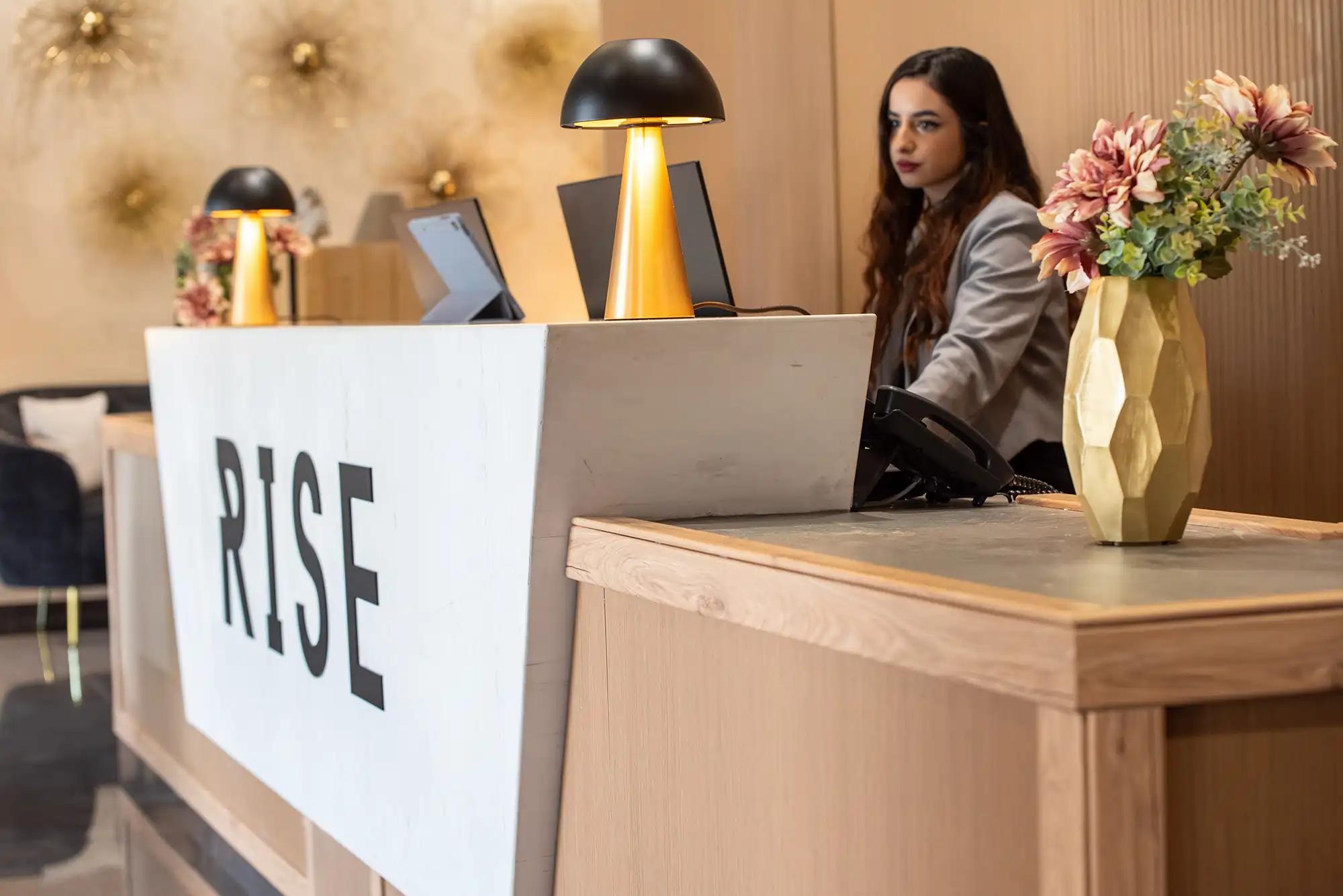 Reception desk with elegant décor