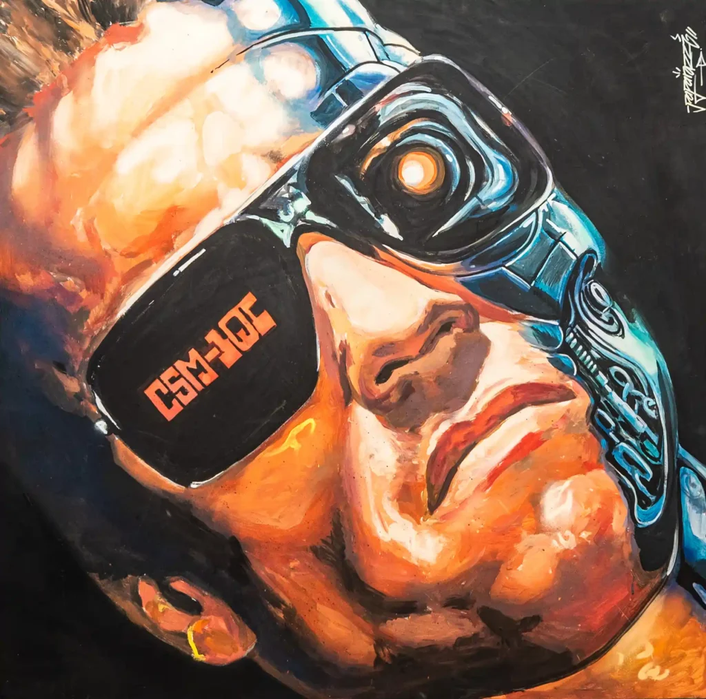 Art painting of The Terminator on wall