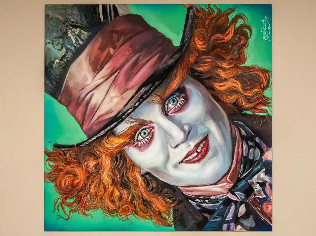 Another view of Mad Hatter painting in Room 308