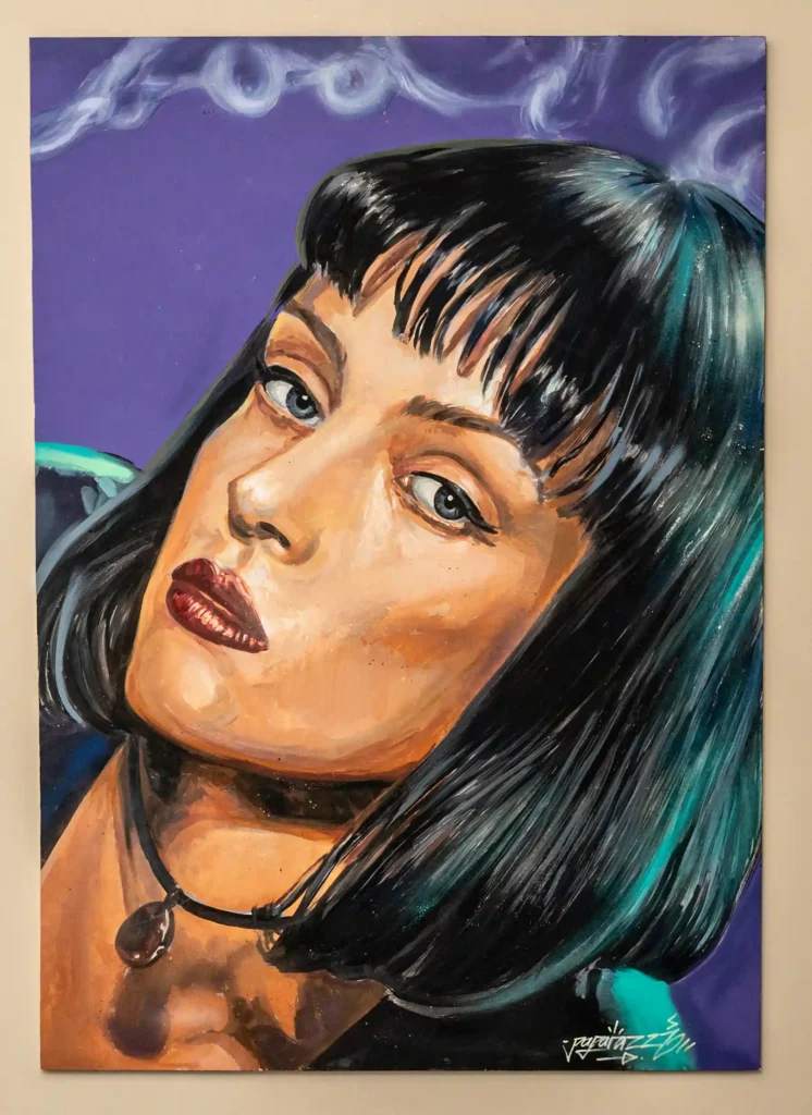 Close-up portrait of Mia Wallace from Pulp Fiction in Room 306