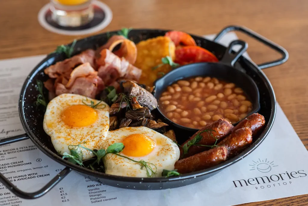 english breakfast plate memories rooftop larnaca rise urban art hotel