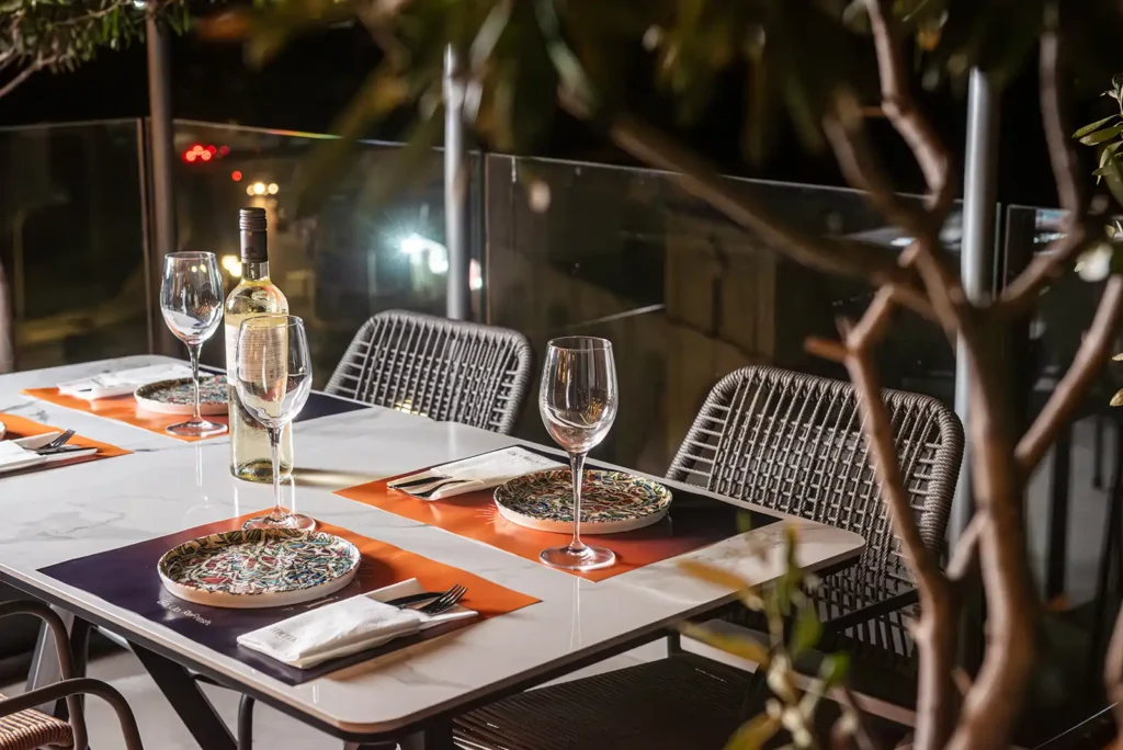 wine dinner setup memories rooftop larnaca rise urban art hotel