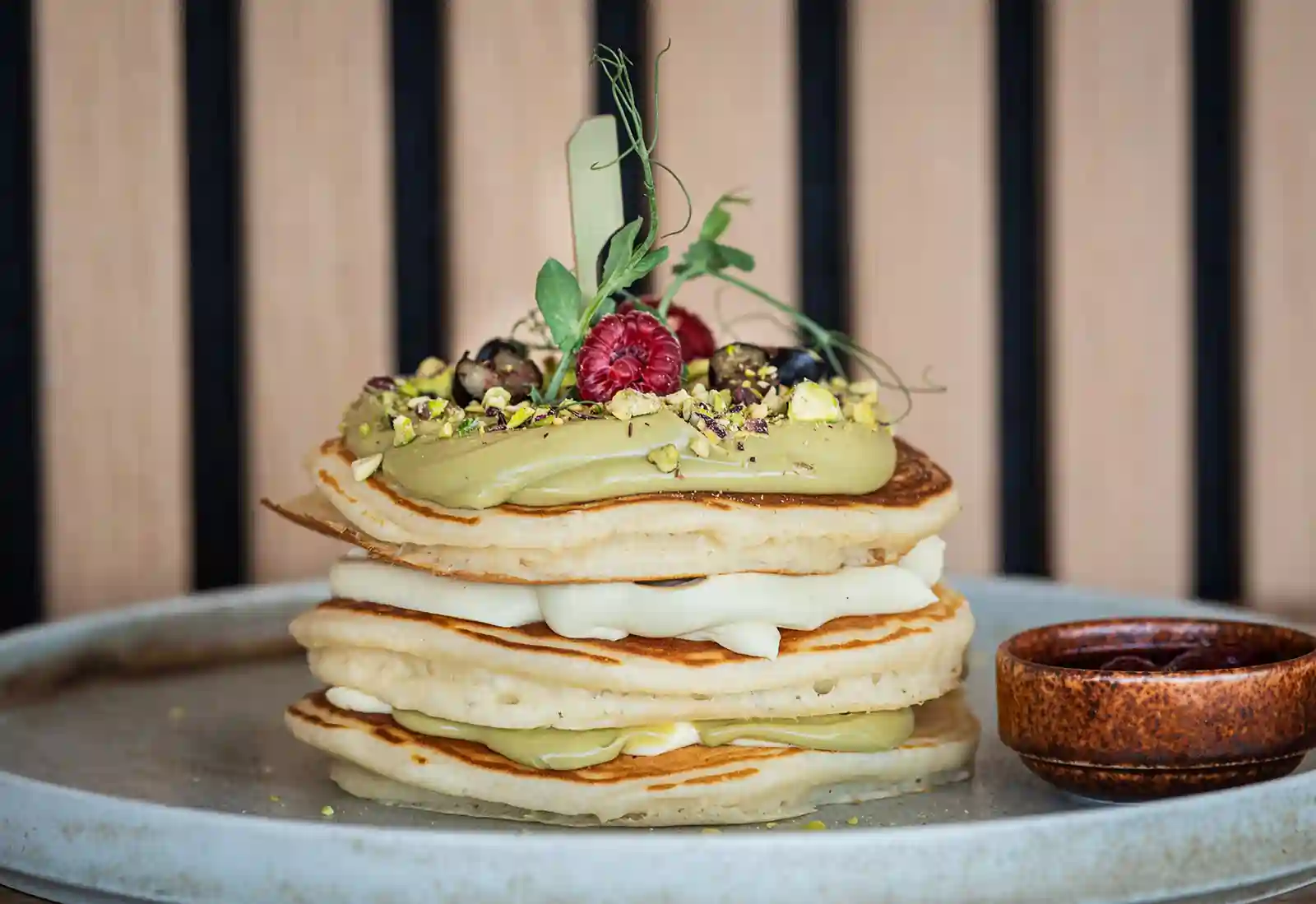 pistachio pancakes rooftop brunch cyprus