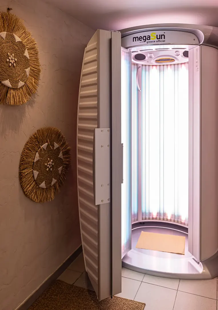 Standing tanning bed alternative at MegaSun Solarium Larnaca Cyprus
