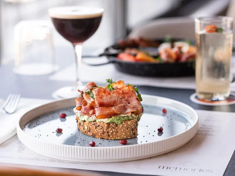 avocado toast with bacon memories rooftop larnaca rise urban art hotel