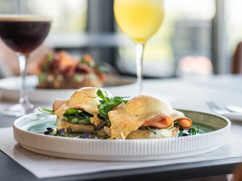 smoked salmon eggs benedict memories rooftop brunch larnaca
