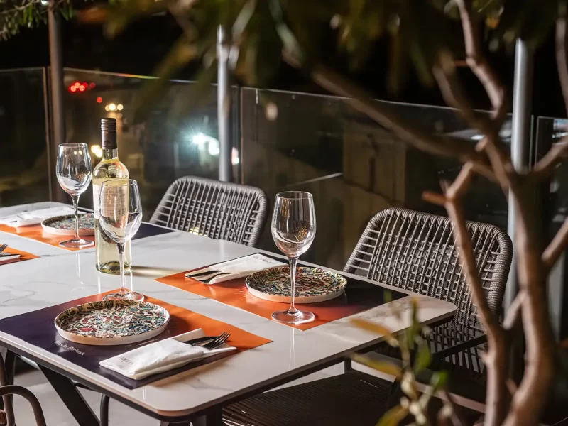 wine dinner setup memories rooftop larnaca rise urban art hotel