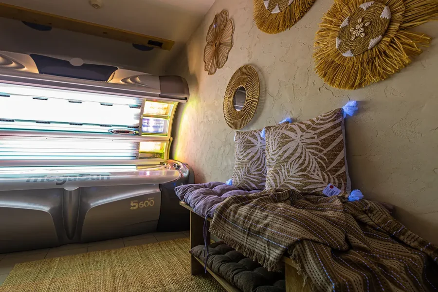 MegaSun Super 5600 professional tanning bed inside Rise Urban Art Hotel Larnaca Cyprus