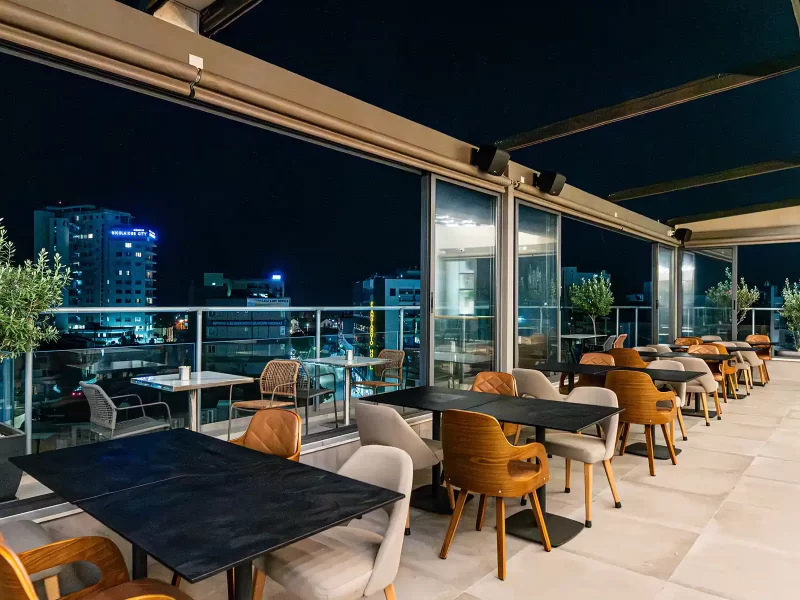 stylish rooftop tables larnaca rise hotel