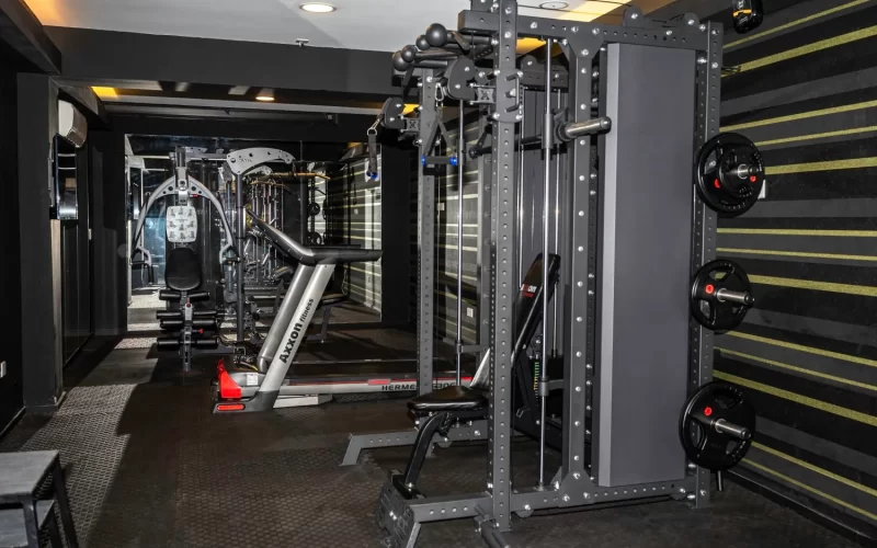 Gym equipment at hotel